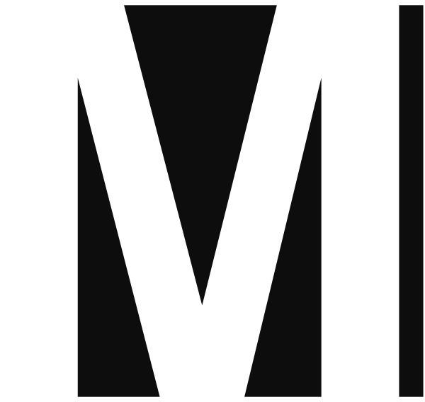 The letter "M" on a black background with white border around it.