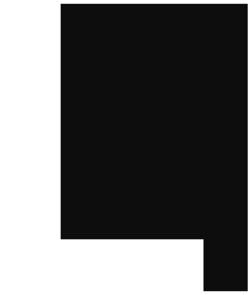 The image shows a black square with white lines forming an abstract shape on its left side against a gray background.