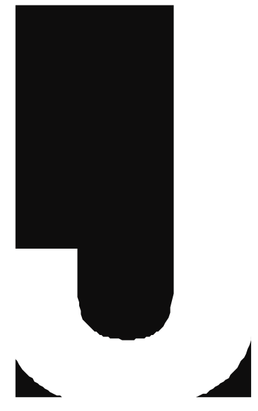 The letter "J" with a pixelated effect on it.