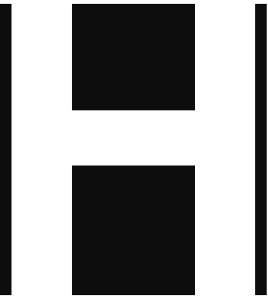 The image shows a pixelated representation of an "H" with two vertical lines forming its shape against a white background.