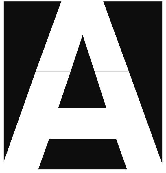 The image shows a black letter 'A' on top of another white capital letter 'a'.