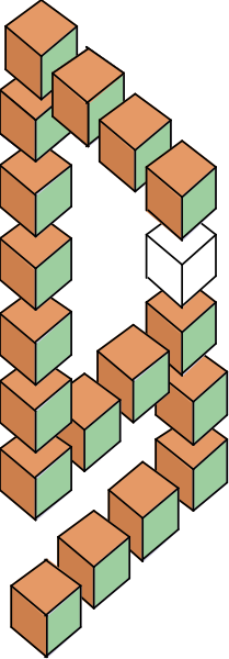 The image shows a colorful Rubik's Cube with various blocks arranged to form an abstract pattern against a dark background; there is no text present in this clip-art illustration.