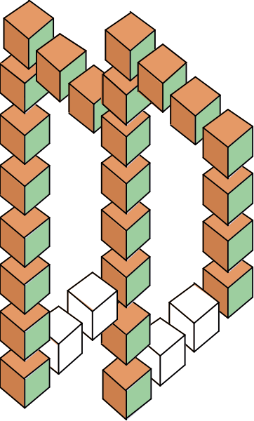 The image shows a digital illustration of an abstract design composed of various shapes resembling blocks with different shades of brown on top against a white background; it appears to be a stylized representation rather than realistic depiction, and there is no text or additional context provided within the frame itself.