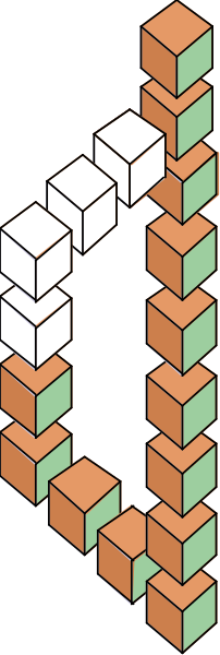 The image shows a colorful abstract design with geometric shapes resembling blocks of various sizes forming an irregular pattern against a dark background; there is no text present in this clip-art illustration.