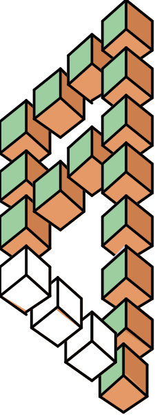 The image shows a pixelated graphic of an abstract design with various shapes resembling puzzle pieces arranged to form what appears like a stylized letter 'S'.