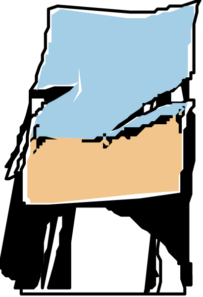 The image shows a stylized cartoon character with blue hair on top of what appears to be an orange headband, wearing glasses that have black frames over white lenses.