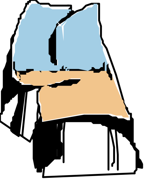 The image shows a stylized graphic of an abstract character with two distinct faces on either side; it appears to be designed in black-and-white line drawing fashion against a dark background.