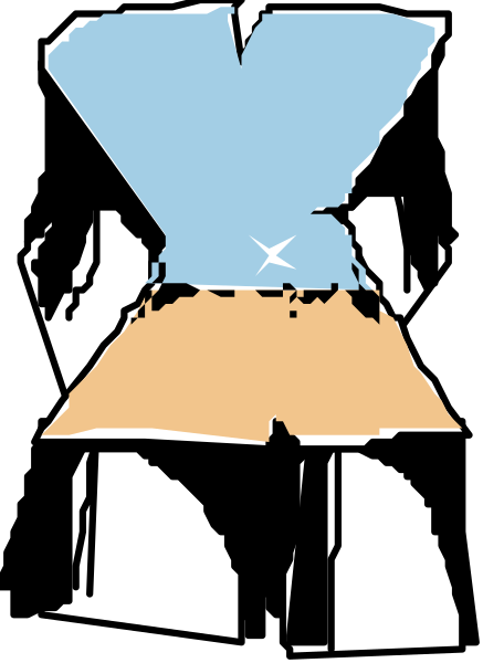 The image shows a black and white illustration of an abstract figure with two arms raised above its head against a dark background; it appears to be stylized in a simplistic manner without much detail on facial features, clothing, or setting.