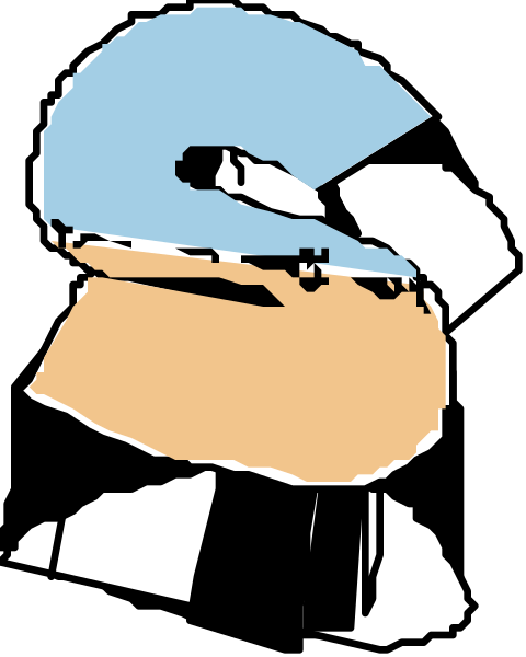 The image shows a stylized cartoon character with blue hair wearing glasses that resemble goggles on top of its head; it is depicted in profile view against a black background.