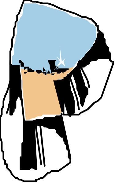 The image shows a black and white illustration of an ice cream cone with two scoops on top against a dark background.