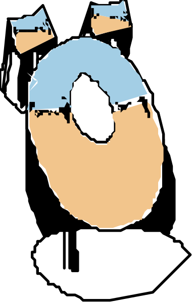 The image shows a cartoon of an orange with two eyes on its face standing next to what appears to be a blue bird-like creature that has wings spread out in flight.