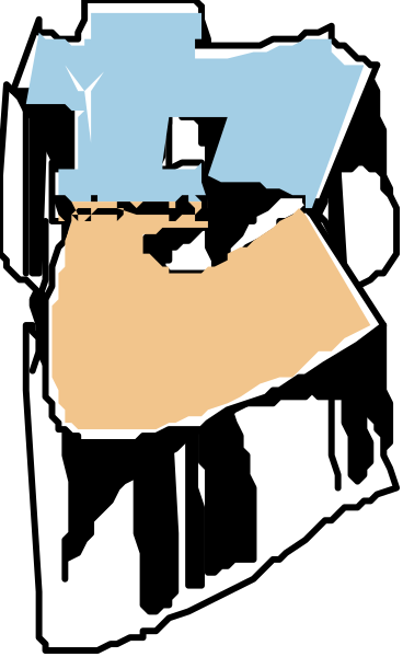The image shows a stylized graphic of an abstract design resembling a person's head with various shapes forming facial features against a black background; it is likely intended for use as part of branding, given its logo-like appearance and simplicity in color scheme (black on white).