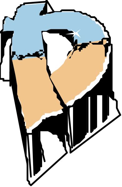 The image shows a logo with stylized text that reads "D&G" on top of an abstract design resembling two overlapping shapes in blue and orange hues against a black background; there is no additional context provided about objects, people, animals or actions within this clip-art.