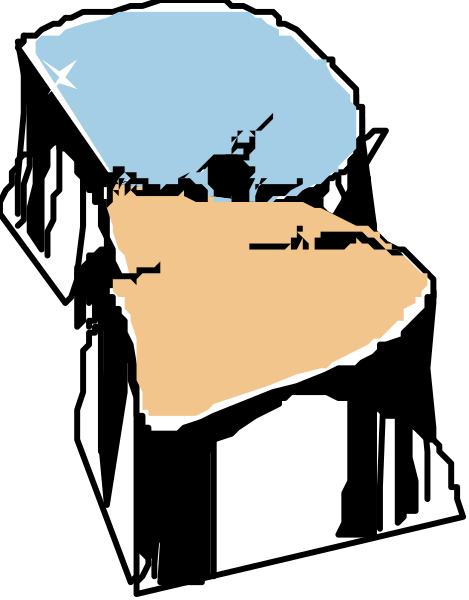 The image shows a stylized cartoon of an animal's head with human features such as hair and eyebrows on top of it; there is no background detail provided in this clip-art representation.