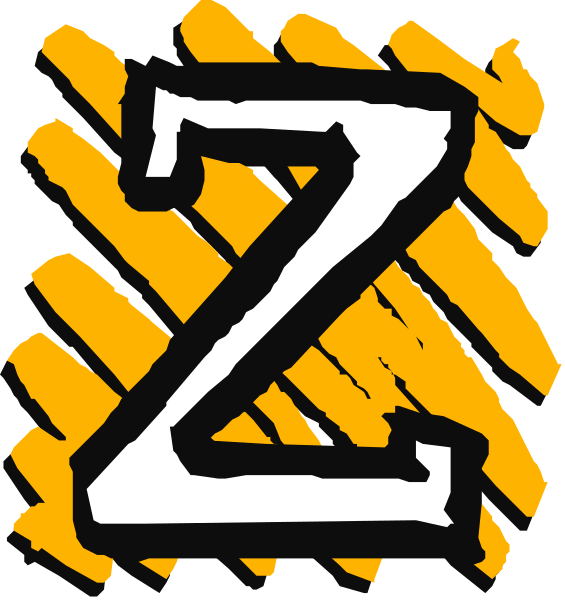 The image shows a black letter "Z" with an orange outline on top of it.