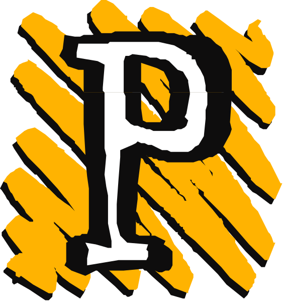 The image shows a logo with two different designs of letter "P" on it against yellow backgrounds; both feature stylized text that reads 'PR' in one design and just an abstract pattern resembling lines, dots, and curves without any recognizable form or shape around the other.