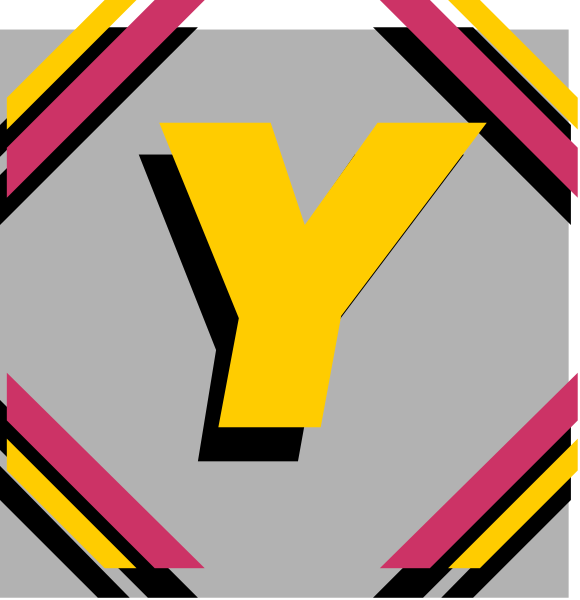 The image shows a graphic with two distinct sections: on top, there's an abstract design featuring geometric shapes; below it is text that reads "Y" in bold letters against a white background.