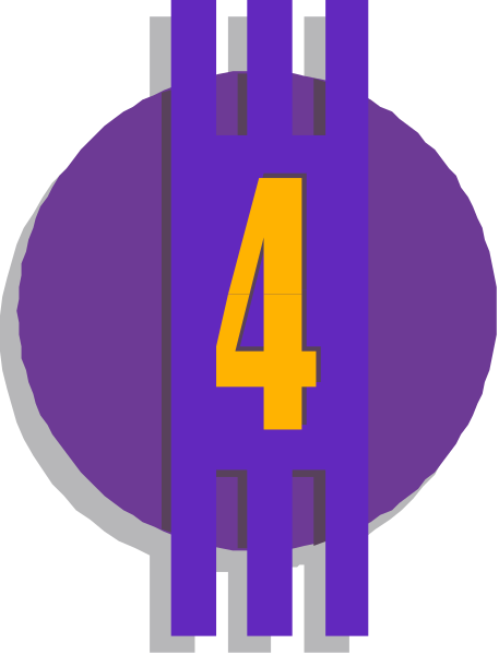 The number four on a purple background with an abstract design around it.