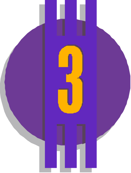 The number three on a purple background with white lines forming an abstract design around it.