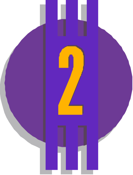 The image shows a purple number two with an abstract design behind it on what appears to be a gray background.