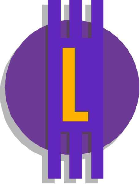 The logo features a purple circle with an orange letter "L" inside it on top of what appears to be two horizontal lines forming a bar graph-like structure against a gray background.