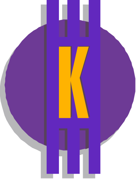 The logo features a purple circle with an orange letter "K" inside it on top of what appears to be two horizontal bars in different shades of blue-gray.