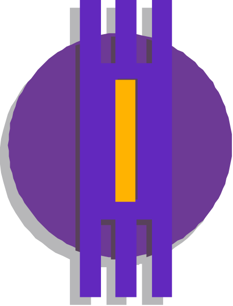 The image shows a purple circle with an orange line cutting through it on top of what appears to be a gray background that has stripes in different shades of blue-gray.