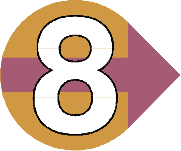The image shows a graphic with two numbers "8" and "9," which appear to be part of an arrow pointing upwards from left to right on what seems like a signpost-like structure against a purple background, suggesting directional guidance in some context such as navigation or counting.