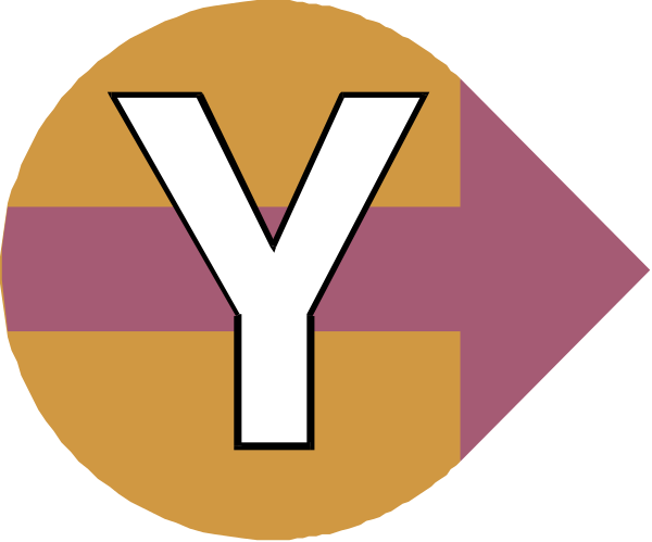 The image shows a graphic with two arrows pointing to each other; on top of an arrow is text that reads "Y," indicating it's part of a larger sequence like YMCA (Young Men's Christian Association), and below, there appears to be another letter or symbol which could represent the next step in this series. The background has two colors: pink at the bottom half and yellow on top with some white text that is not fully visible due to its small size within the image frame provided by you.