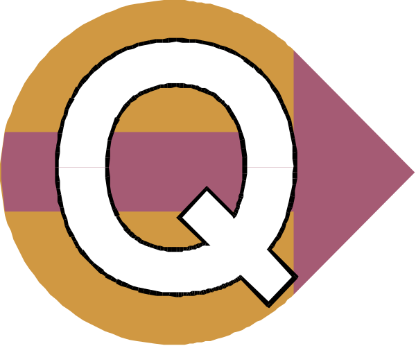 The image shows a graphic with two overlapping circles containing text: "Q" on top of an arrow pointing to it from above left corner; below that is another circle labeled "C".