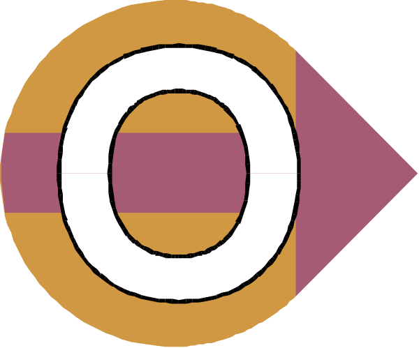 The image shows a stylized graphic with two overlapping circles forming an 'O' shape on top of each other against a pink background; there is no text present in this clip-art illustration.