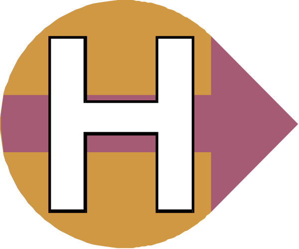 The image shows a stylized representation of two interconnected arrows forming an "H" shape with text above it that reads 'HELP' in capital letters on one arrow and another word below them which is partially obscured, but appears to be starting with the letter 'O'.