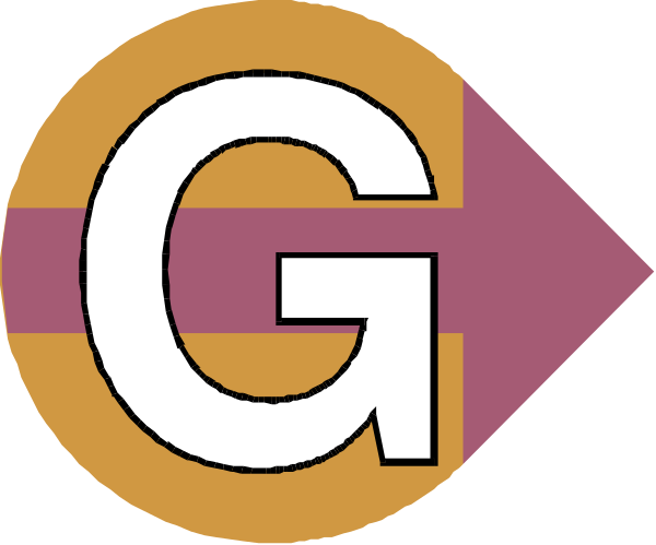The image shows a logo with two arrows pointing towards each other forming an "O" shape around some text that reads "G G."