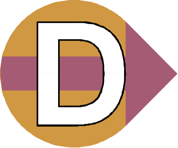 The image shows a stylized graphic with two arrows pointing towards each other; between them is text that reads "D" on one side of an arrow and "O" on another.