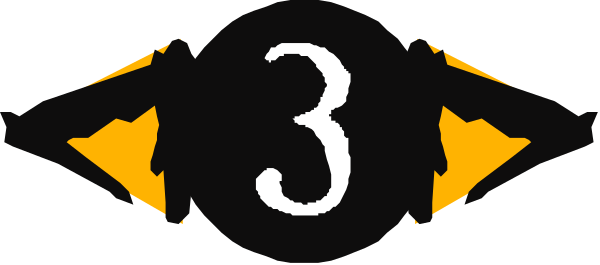 The image shows a logo with an abstract design featuring geometric shapes against a dark background; there is no text present to provide additional context about what might be represented by these elements within this clip-art graphic.