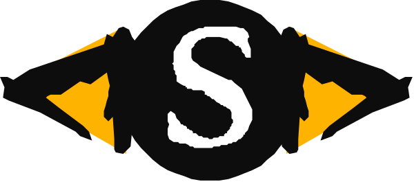 The image shows a logo with text that reads "S" inside an abstract design resembling eyes on either side of it; there is no other discernible content in this small clip-art graphic.
