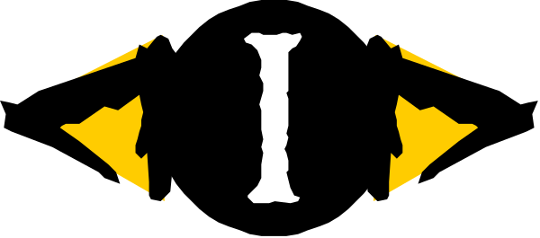 The image shows a logo with an eye design at its center featuring two eyes looking towards each other overlaid on top of what appears to be a stylized letter 'I'.