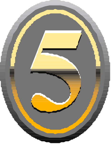 The image shows a logo with an icon of a number five inside it on top of what appears to be a stylized letter 'S'.