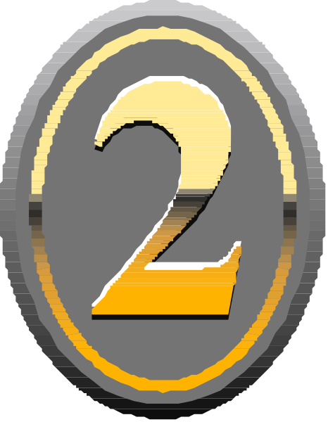 The image shows a logo with two number twos inside an oval shape on top of each other against a white background.