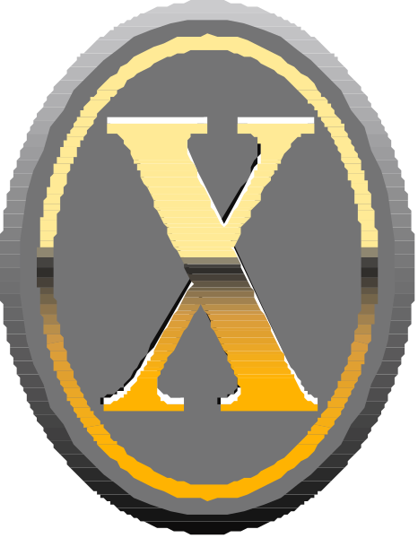 The logo of a company with an "X" symbol inside it on top of what appears to be a shield-like design.