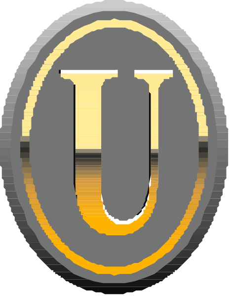 The logo of a company with an "U" inside it on top of what appears to be a shield-like design.