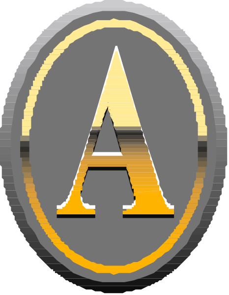 The logo of a company with an 'A' inside it on top of what appears to be a shield-like design.