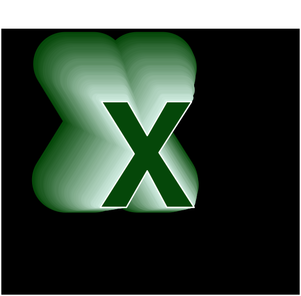 The image shows a green X on a black background with no other discernible elements present.