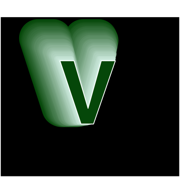 The image shows a logo with two green letter 'V's on either side of an empty space where another character would be placed in between them to form a word that starts with "v".