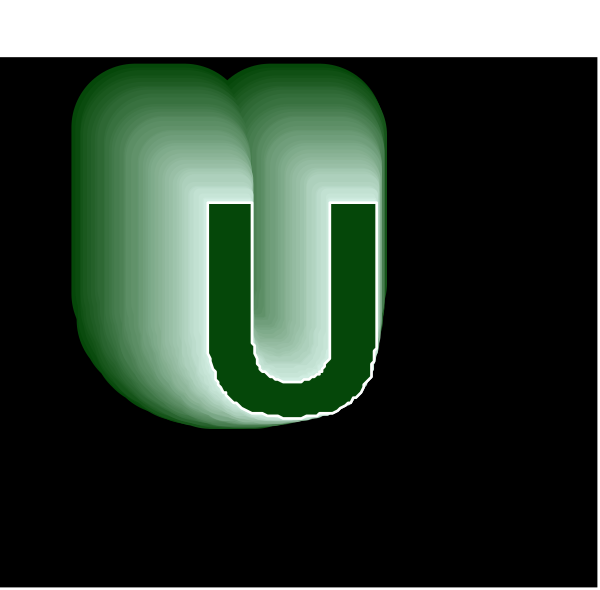 The image shows a logo with an abstract design resembling letters "U" and "N," set against a dark background.