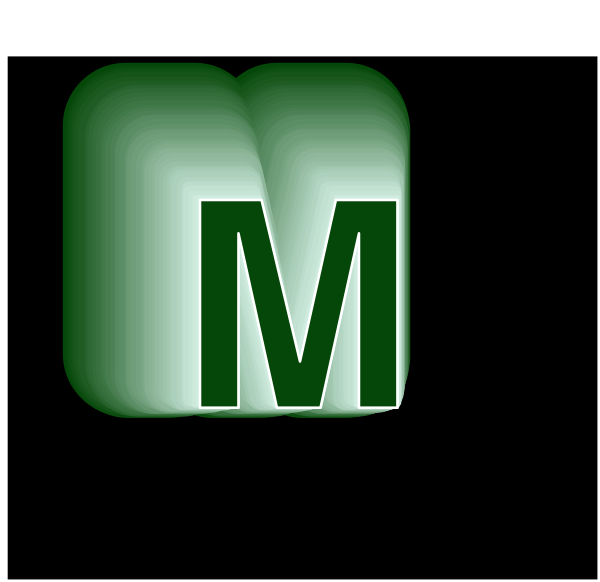 The image shows a logo with three letters "M" on top of another letter "O".