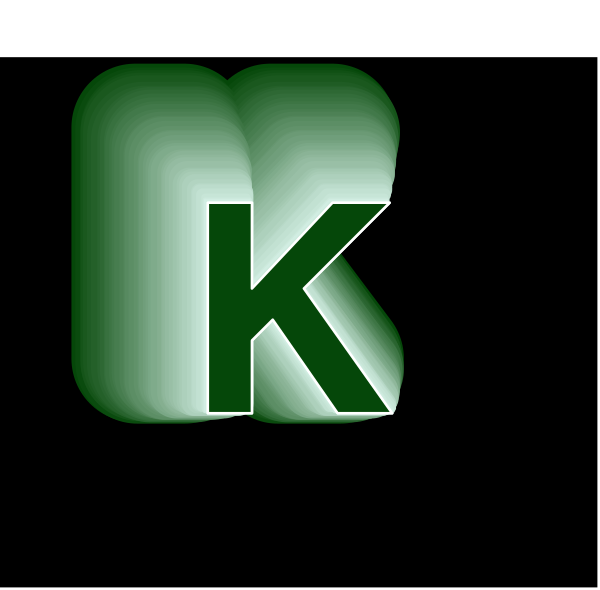 The letter "K" with a green background.