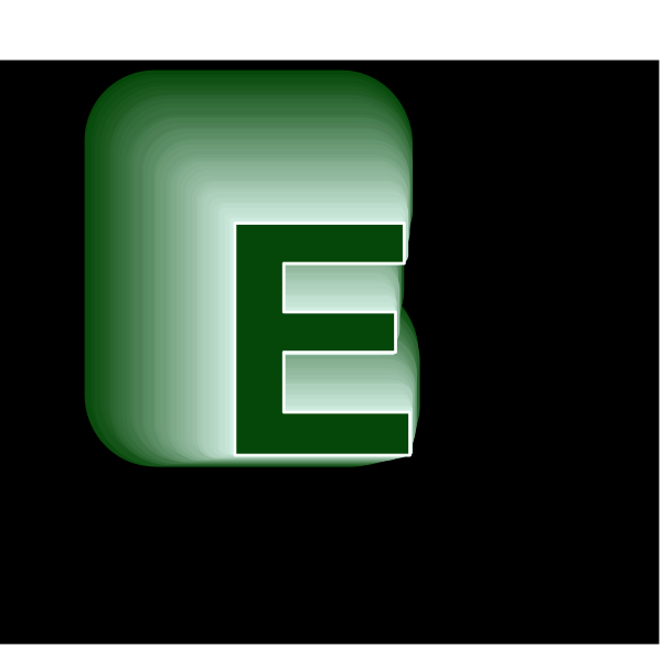The image shows a logo with an "E" inside it on a black background.