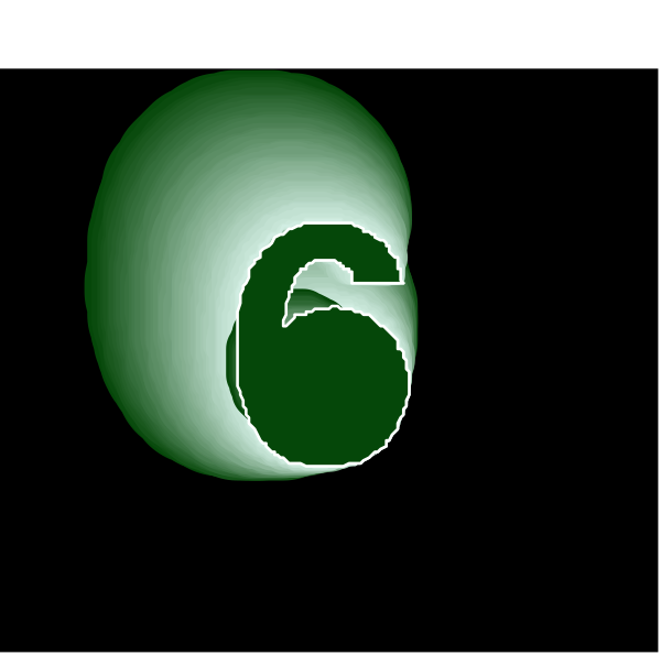 The image shows a green logo with an abstract design that resembles a stylized letter 'G' on top of what appears to be a black background.