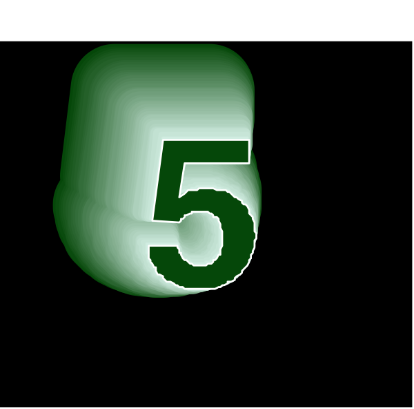 The number five displayed on a black background with white text.